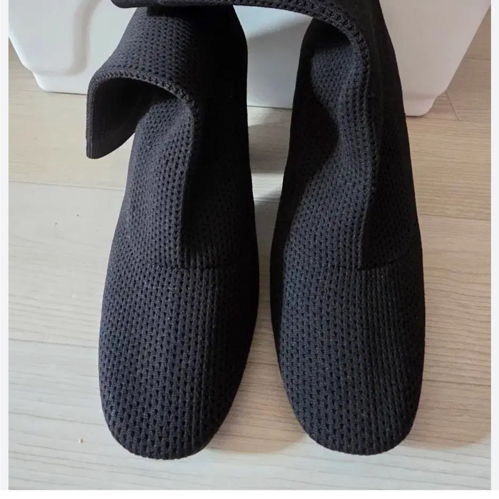 Zara socks boots Black Textured Slip-On Shoes